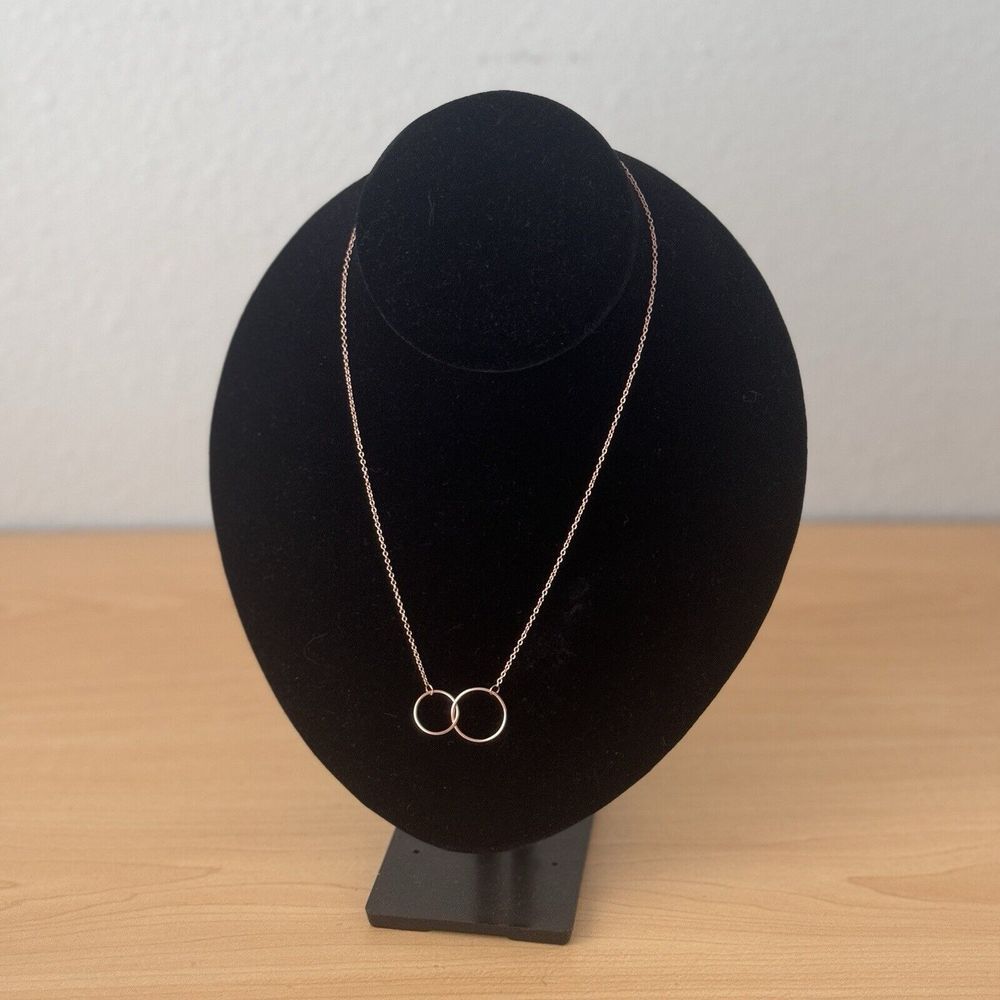 Interlocking Double Circle of Life Necklace 925 Sterling Silver Rose Gold Plated